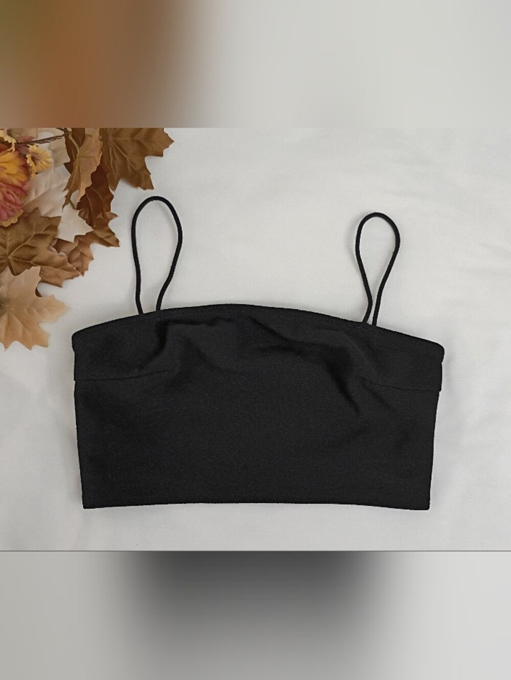 SHEIN Petite XS Black Thin Strap Crop Top